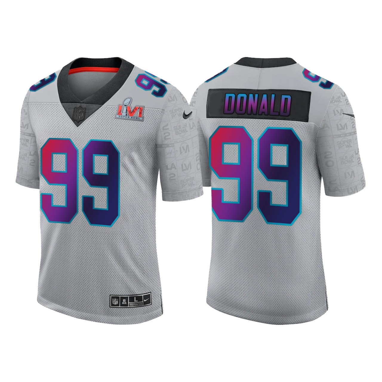 Men's Grey Los Angeles Rams #99 Aaron Donald 2022 Super Bowl LVI Limited Stitched Jersey